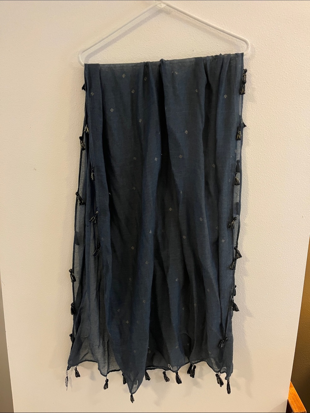 Navy Tassel Edge Lightweight Women’s Scarf